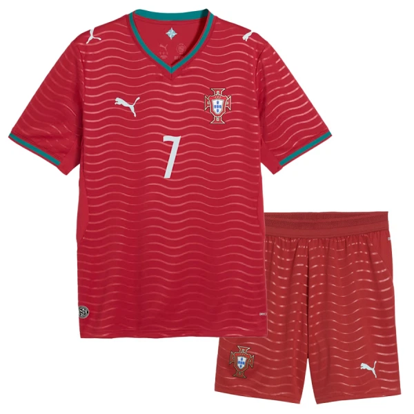 Portugal Ronaldo 7 Fotbollströja Barn Hemma VM 2026