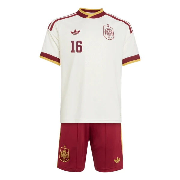 Spanien Rodrigo 16 Fotbollströja Barn Borta VM 2026