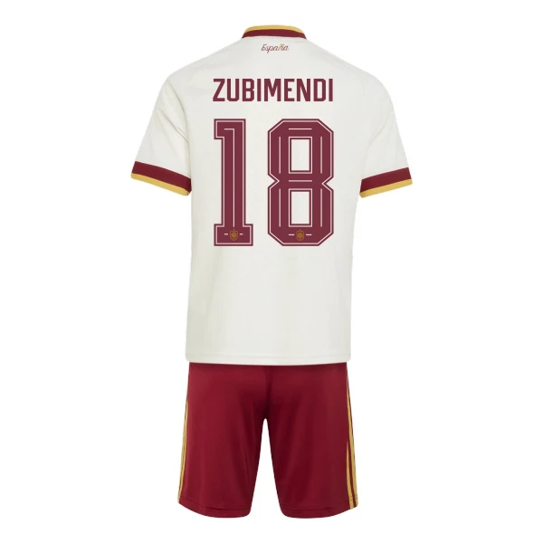 Spanien Zubimendi 18 Fotbollströja Barn Borta VM 2026 Spanien Zubimendi 18 Fotbollströja Barn Borta VM 2026