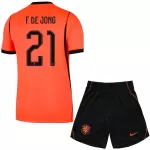 Holland Frenkie de Jong 21 Fotbollströja Barn Hemma VM 2026
