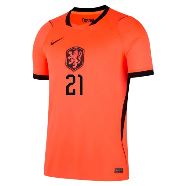 Holland Frenkie de Jong 21 Fotbollströja Barn Hemma VM 2026