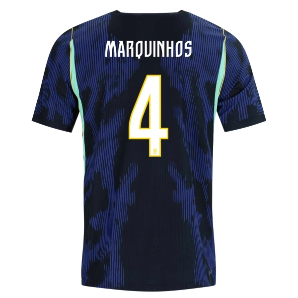 Brasilien Marquinhos 4 Fotbollströja Borta VM 2026 Brasilien Marquinhos 4 Fotbollströja Borta VM 2026