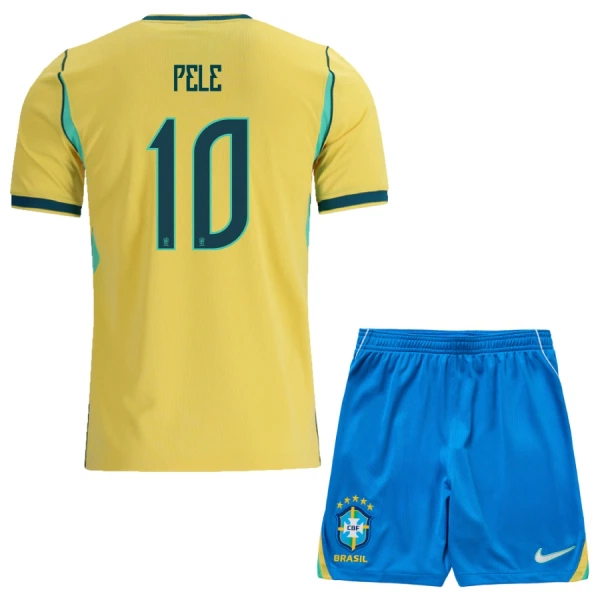 Brasilien Pele 10 Fotbollströja Barn Hemma VM 2026 Brasilien Pele 10 Fotbollströja Barn Hemma VM 2026