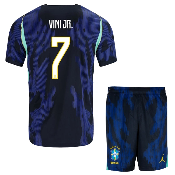 Brasilien Vini JR. 7 Fotbollströja Barn Borta VM 2026 Brasilien Vini JR. 7 Fotbollströja Barn Borta VM 2026
