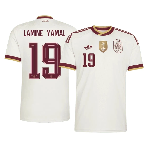 Spanien 2 Stars Lamine Yamal 19 Fotbollströja Borta VM 2026 Spanien 2 Stars Lamine Yamal 19 Fotbollströja Borta VM 2026
