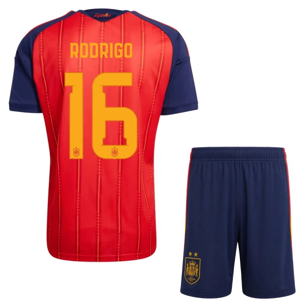 Spanien 2 Stars Rodrigo 16 Fotbollströja Barn Hemma VM 2026 Spanien 2 Stars Rodrigo 16 Fotbollströja Barn Hemma VM 2026