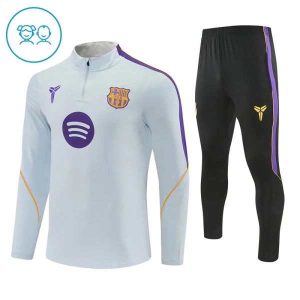 Barcelona Träningströjasats Quarter-Zip Barn 2026/27 Vit