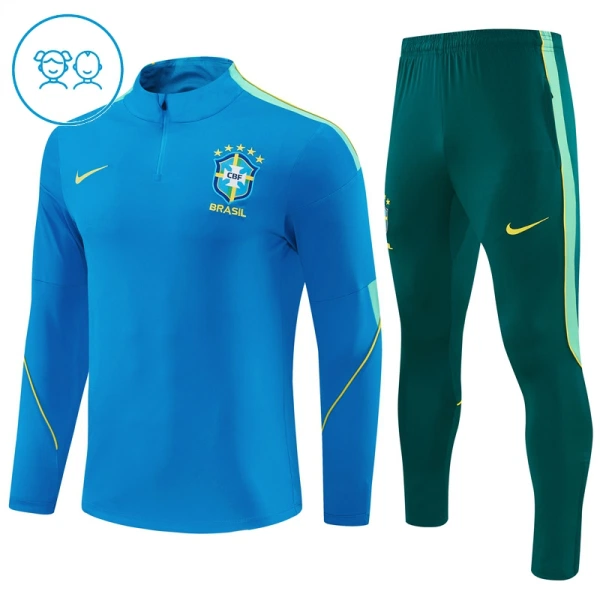 Brasilien Träningströjasats Quarter-Zip Barn 2026/27 Blå