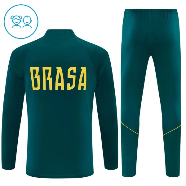 Brasilien Träningströjasats Quarter-Zip Barn 2026/27 Grön