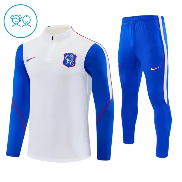Chelsea Träningströjasats Quarter-Zip Barn 2026/27 Vit