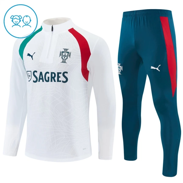 Portugal Träningströjasats Quarter-Zip Barn 2026/27 Vit Portugal Träningströjasats Quarter-Zip Barn 2026/27 Vit