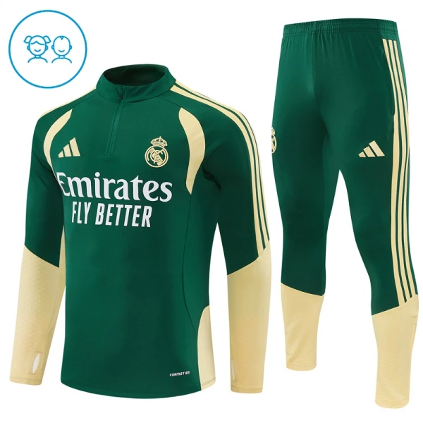 Real Madrid Träningströjasats Quarter-Zip Barn 2026/27 Grön