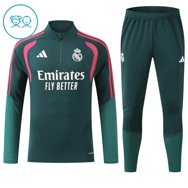 Real Madrid Träningströjasats Quarter-Zip Barn 2026/27 Grön