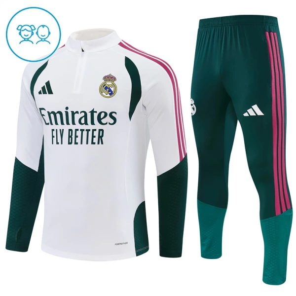 Real Madrid Träningströjasats Quarter-Zip Barn 2026/27 Vit