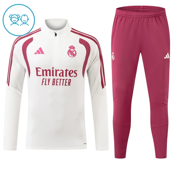 Real Madrid Träningströjasats Quarter-Zip Barn 2026/27 Vit