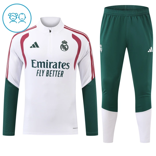 Real Madrid Träningströjasats Quarter-Zip Barn 2026/27 Vit Real Madrid Träningströjasats Quarter-Zip Barn 2026/27 Vit
